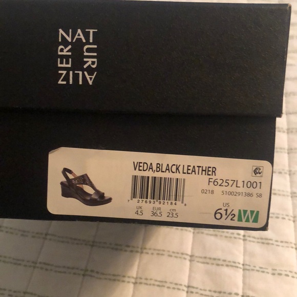 Naturalized Leather sandals with wedge heel - Picture 4 of 6